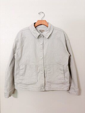 Democracy Women's Cream Cropped Denim Chore Jacket